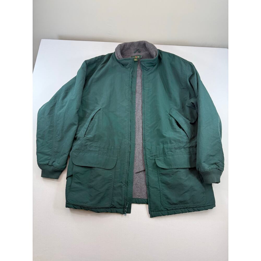 Vintage 1990s J.Crew Made in USA Insulated Green Fleece-Lined Winter Coat XL